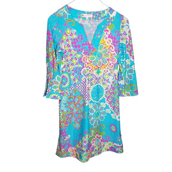 Jude Connally Dresses & Skirts - Jude Connally Colorful Printed Medallion Dress 3/4 Sleeves Women's Size Small